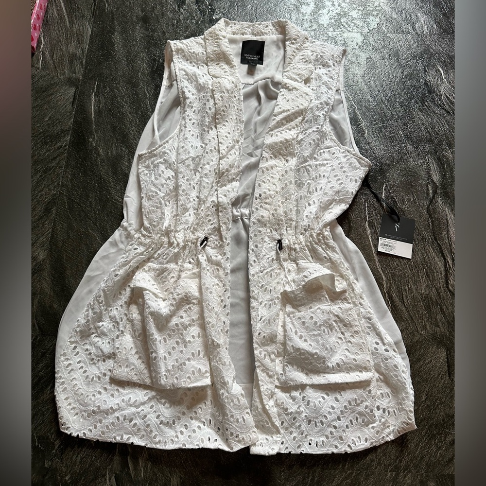 White Eyelet Sleeveless Vest